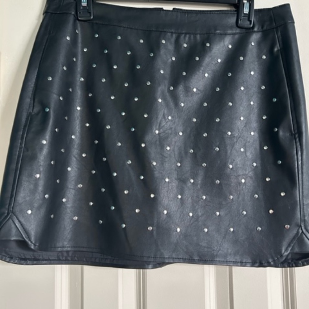 Faux Leather Studded Mini Skirt
